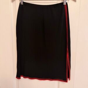 Versace Black Pencil Skirt with Red and Contrasting Blue Trim vintage